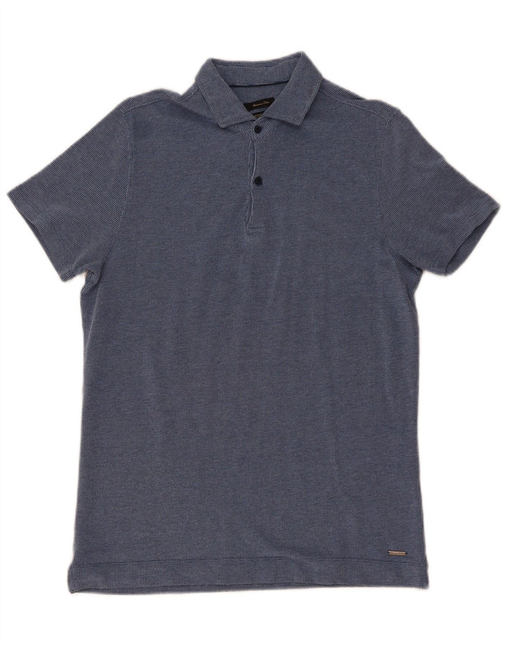 Camisa polo masculina Massimo Dutti grande algodão azul marinho