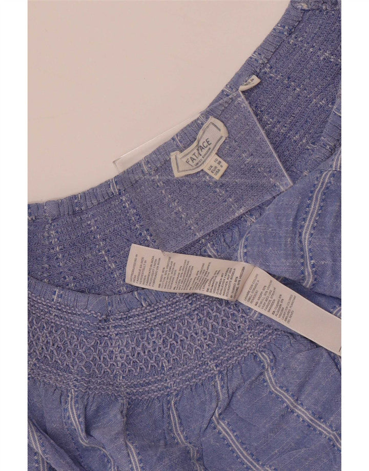 Fat Face feminino crop top oversized manga 3/4 Reino Unido 10 listrado azul pequeno