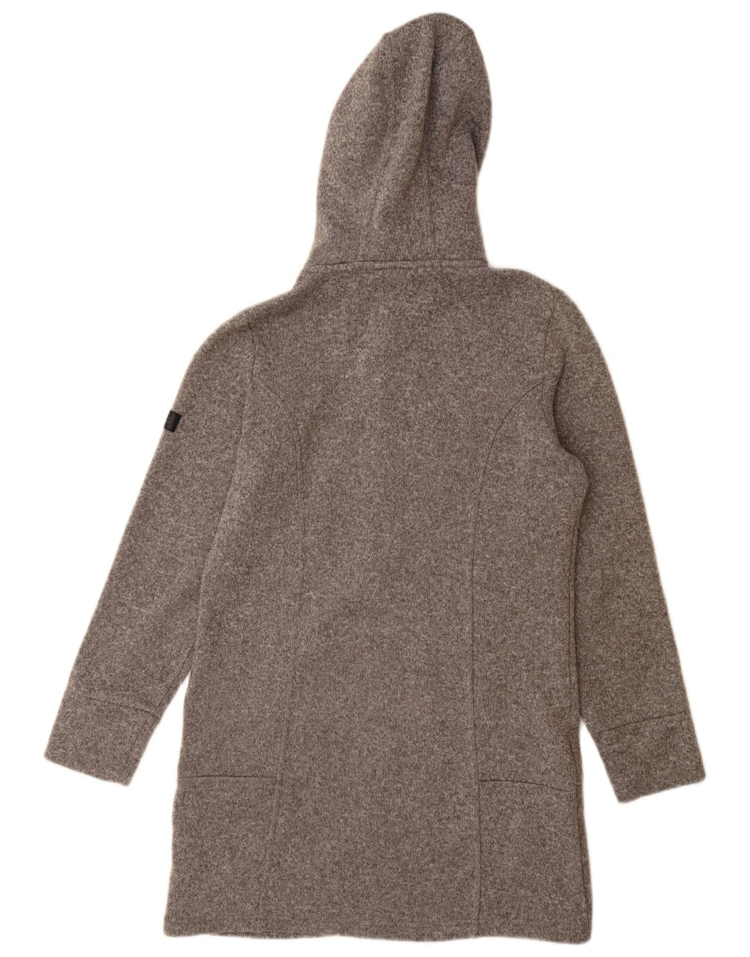 Suéter feminino VINTAGE com capuz e zíper e palangre UK 14 poliéster cinza médio