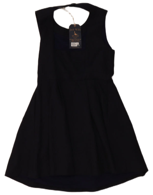 Vestido feminino Jack Wills sem mangas frente única Reino Unido 14 grande azul marinho Chevron