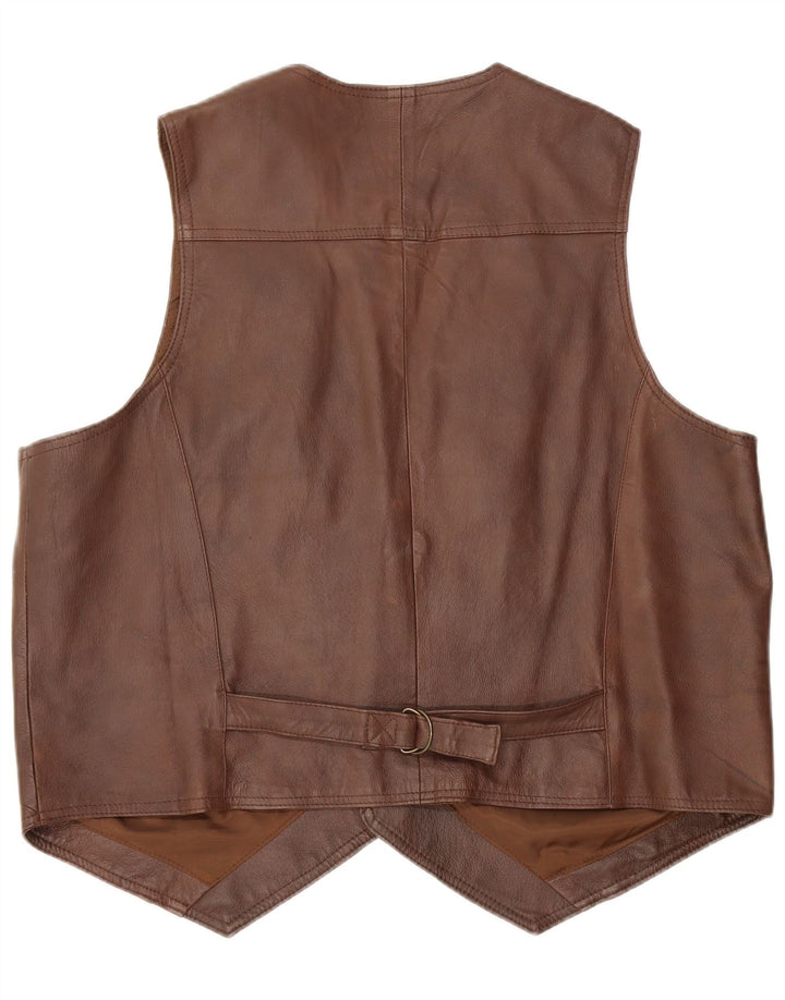Colete de couro masculino John F Gee XL marrom