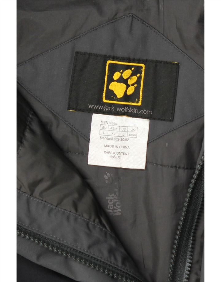 Jaqueta corta-vento masculina Jack Wolfskin UK 40/42 grande bloco cinza