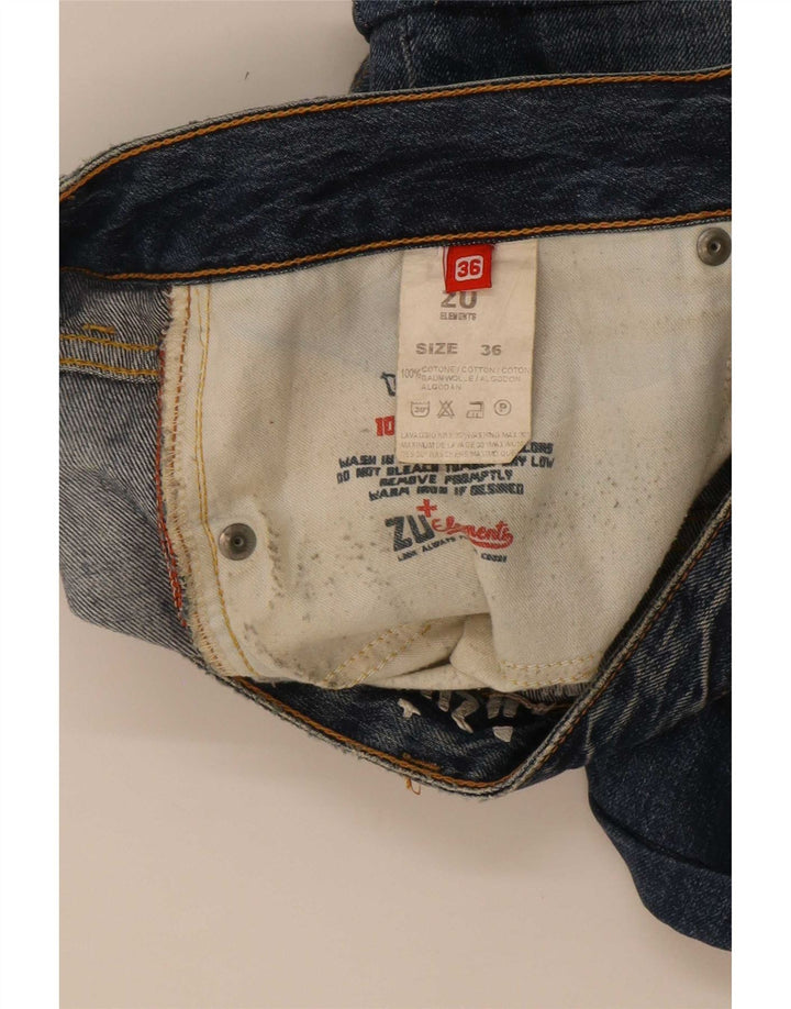 Zu Elements Shorts jeans masculino grande W36 algodão azul