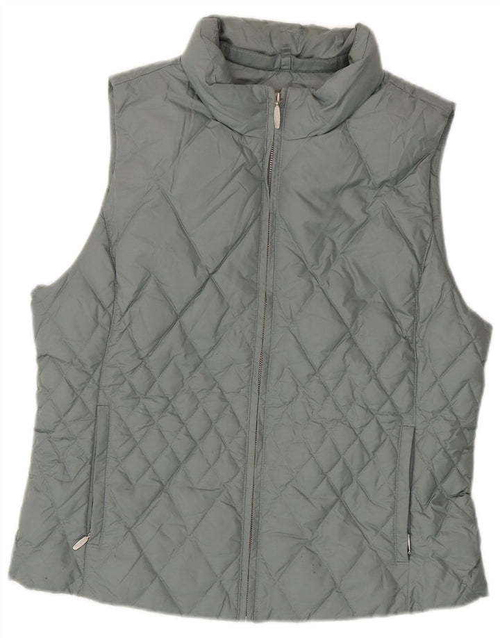 Colete acolchoado feminino Eddie Bauer UK 16 grande poliéster azul