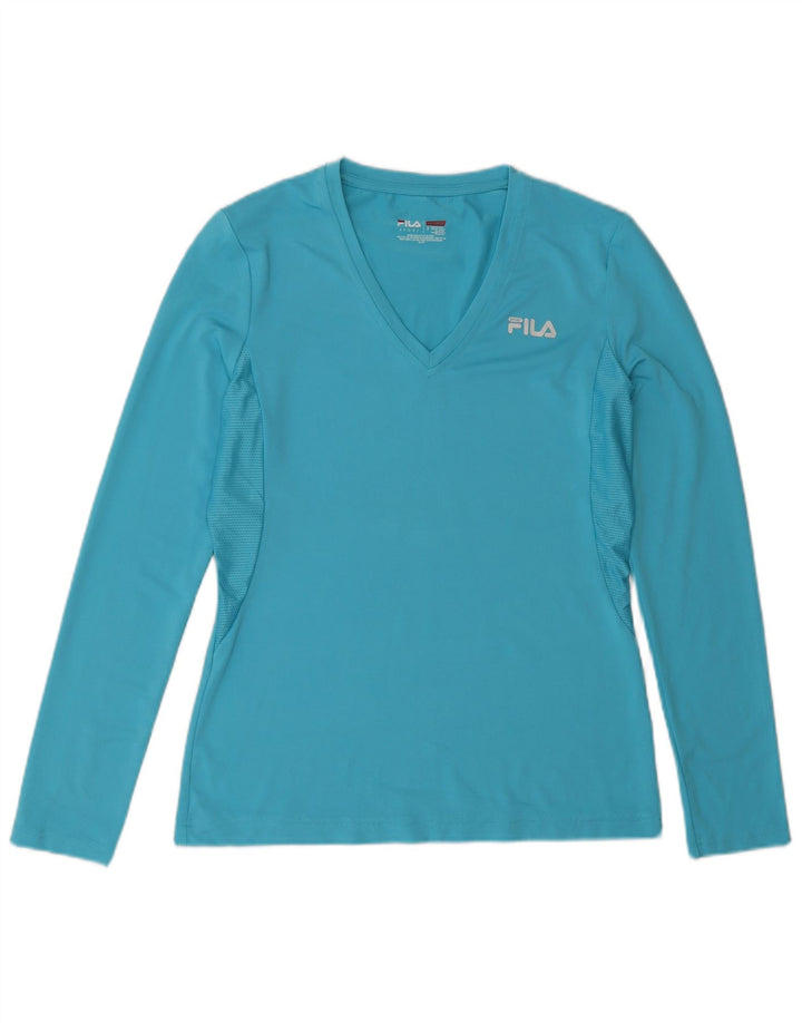 Top Feminino Fila Manga Longa UK 10 Pequeno Esporte Azul Poliéster