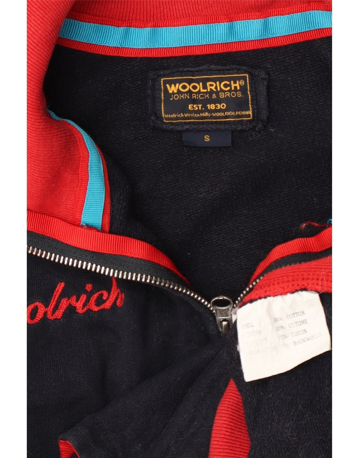 Jaqueta masculina Woolrich com agasalho gráfico pequeno bloco colorido azul marinho