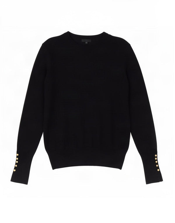 Suéter feminino Zara com gola redonda, Reino Unido 12 Médio Azul Marinho