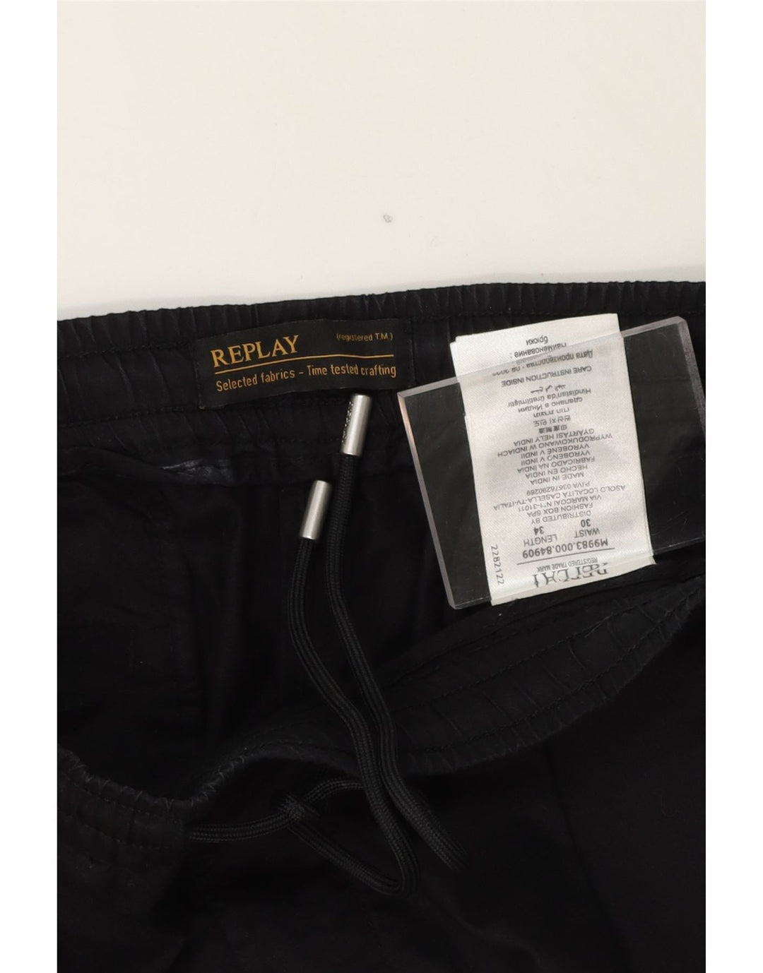 REPLAY Mens Straight Casual Trousers W30 L29 Black Cotton Vintage Replay and Second-Hand Replay from Messina Hembry 