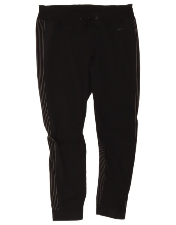 Nike Womens Dri Fit Capri Calças de treino Joggers UK 14 Médio Preto