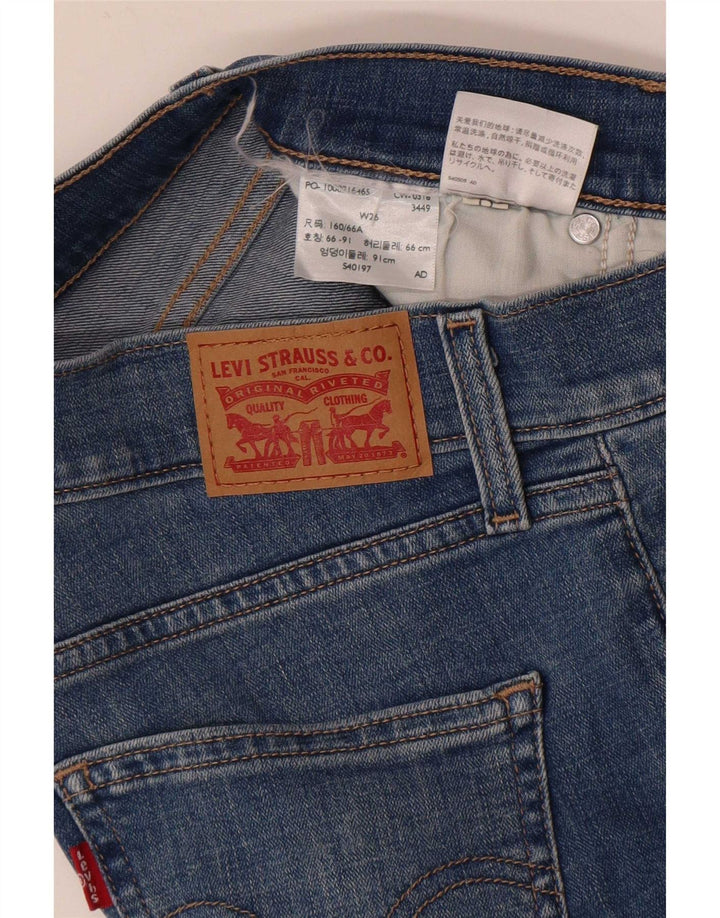 Shorts jeans feminino Levi's desgastado W26 pequeno azul