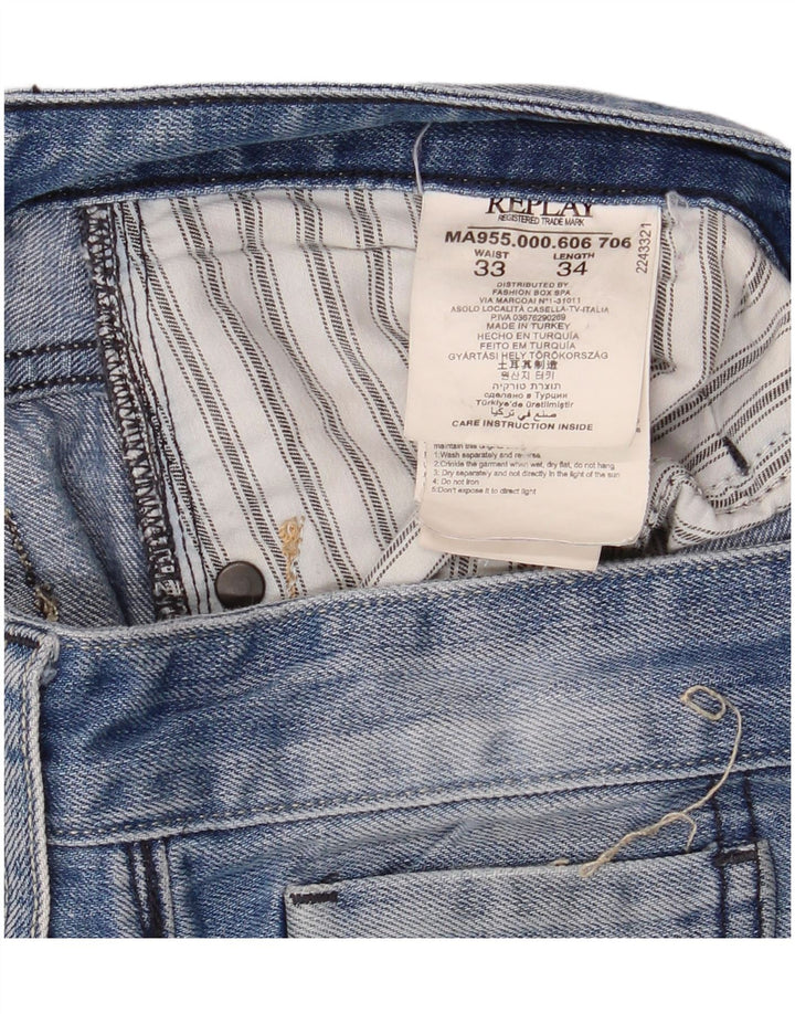 Replay Jeans reto feminino W33 L34 azul algodão