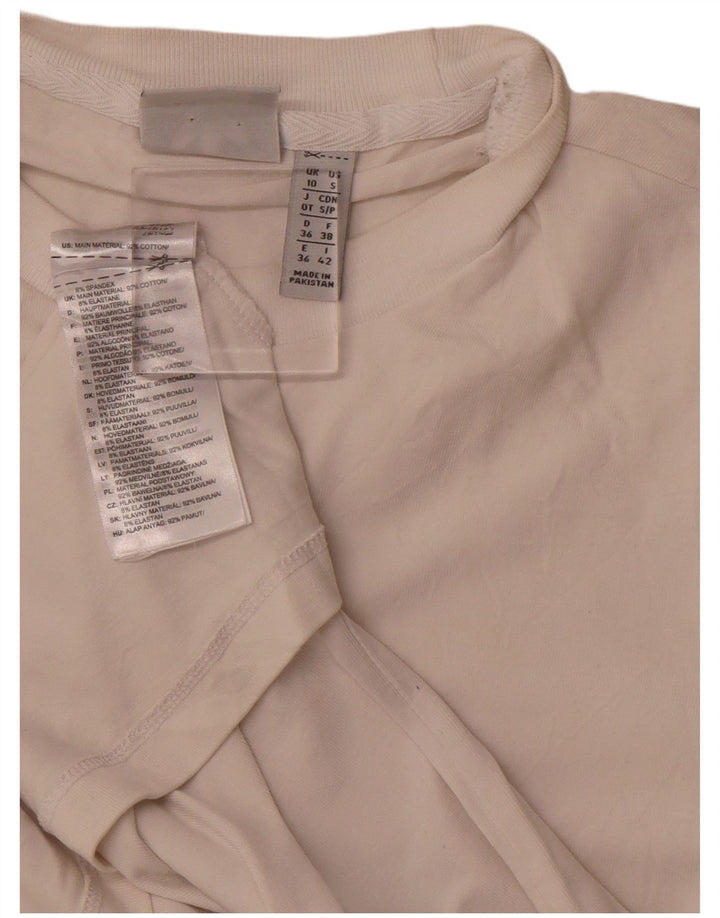 ADIDAS Womens Graphic T-Shirt Top UK 10 Pequeno Algodão Branco