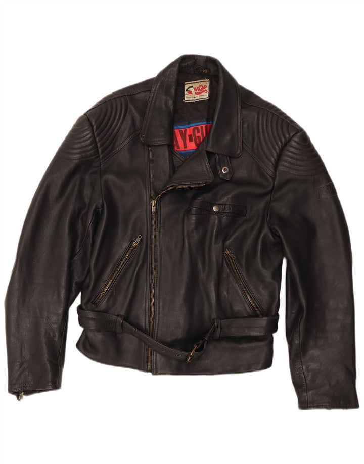 Jaqueta masculina de couro para motociclista MQP IT 52 XL preta