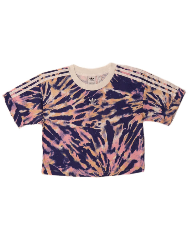 Camiseta feminina Adidas Crop Graphic Top UK 12 Médio Multicolorido Tie Dye