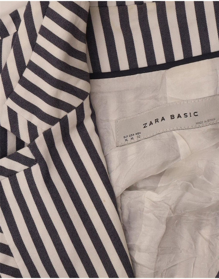 Jaqueta blazer feminina Zara com 2 botões UK 18 XL azul marinho listrado