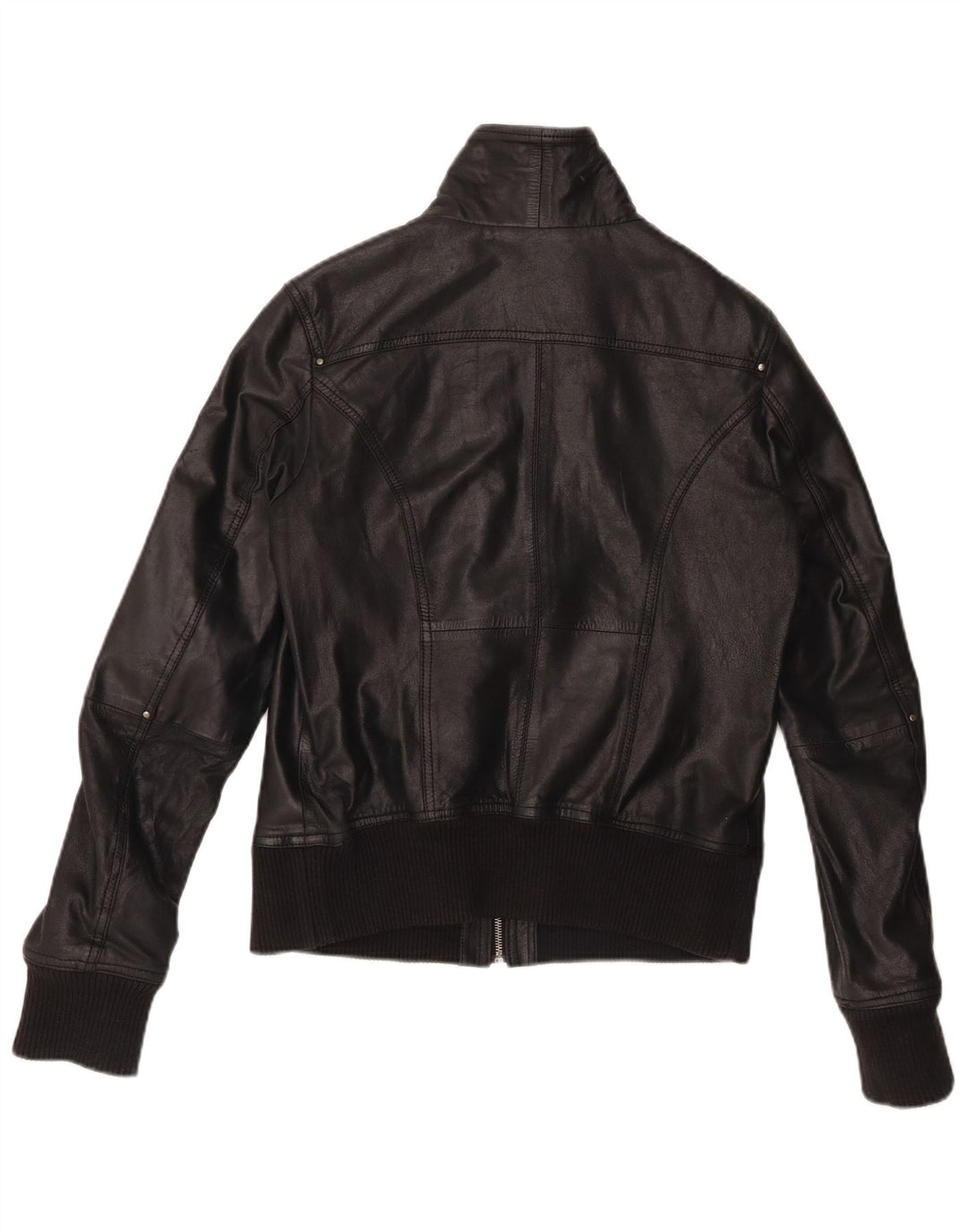 Jaqueta feminina de couro BERSHKA UK 14 grande couro preto