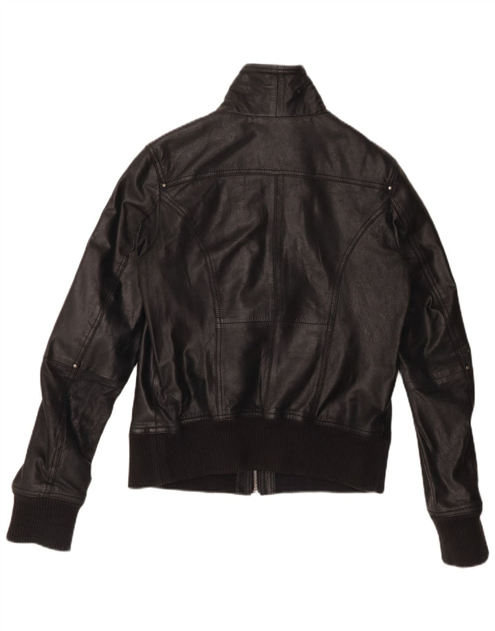 Jaqueta feminina de couro BERSHKA UK 14 grande couro preto