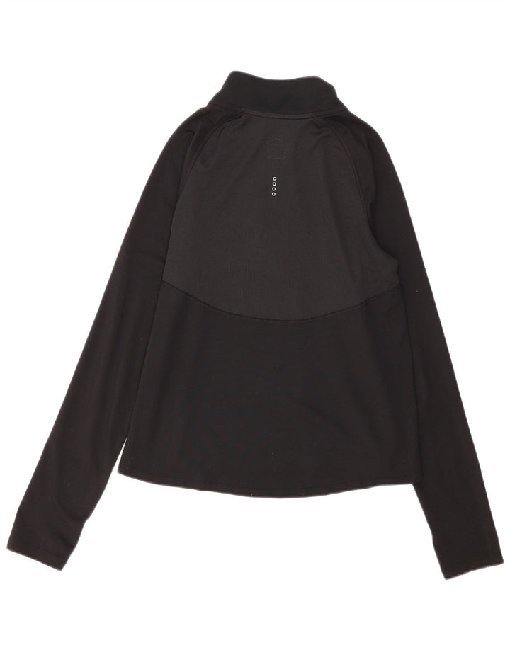 Nike Womens Dri Fit Zip Neck Pullover Treino Top Reino Unido 10 Pequeno Preto