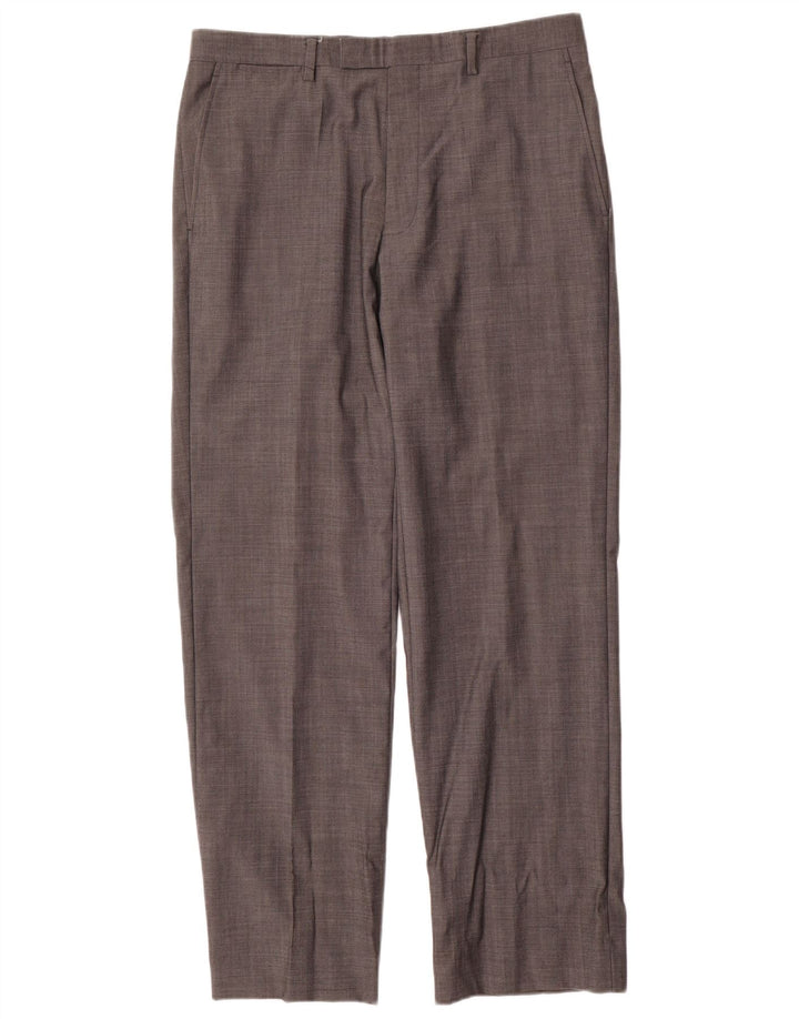 Calça masculina Marks & Spencer Autograph Straight Suit W34 L31 Lã Cinza