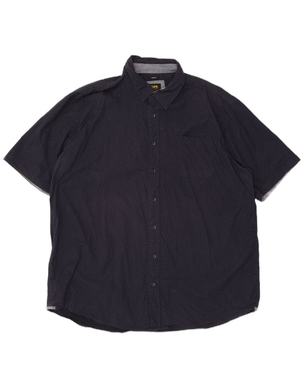 Camisa masculina alta de manga curta Lee 3XL algodão manchado azul marinho