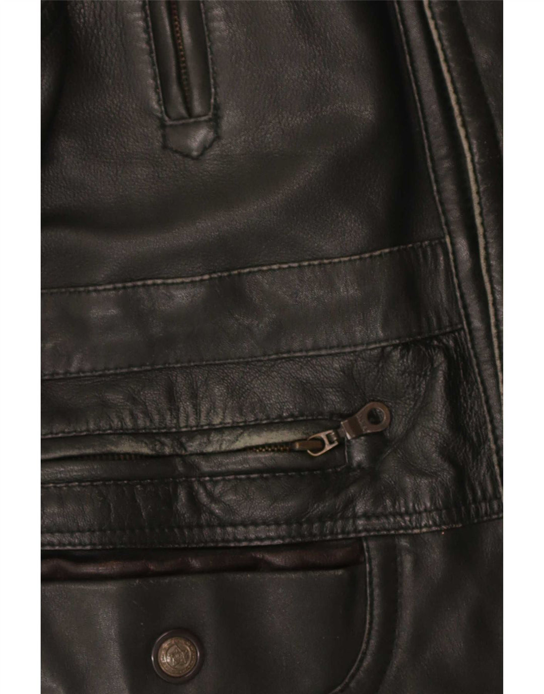 Casaco de couro masculino Shelter Bay UK 38 médio preto