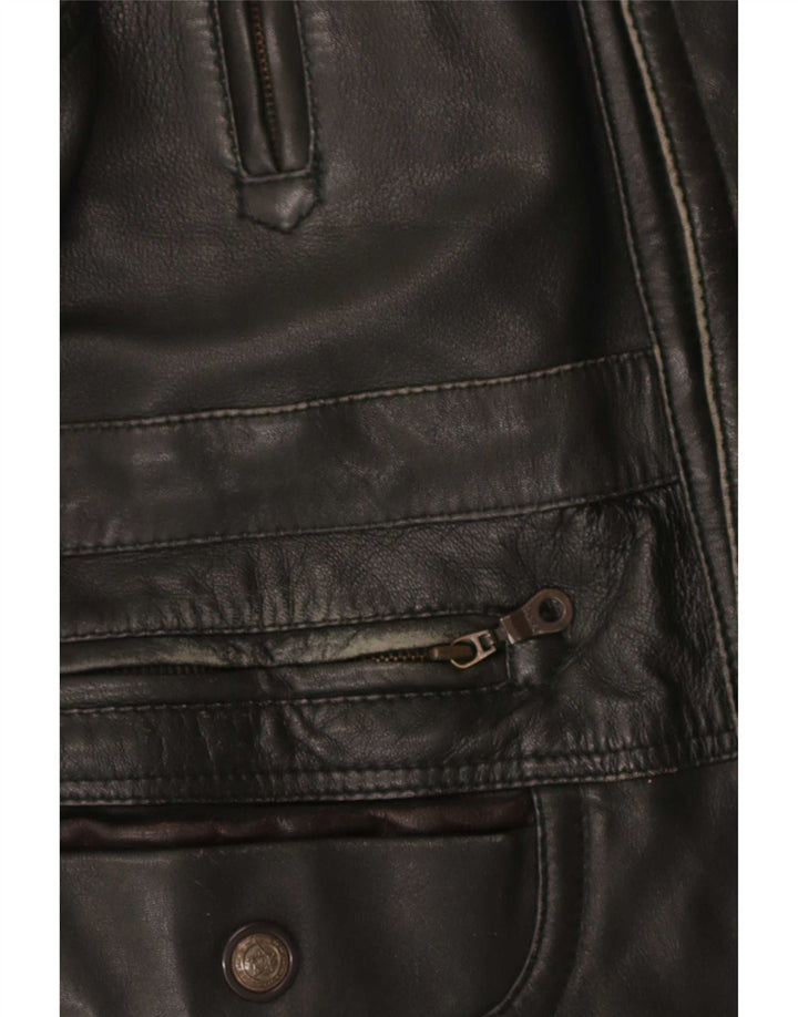 Casaco de couro masculino Shelter Bay UK 38 médio preto