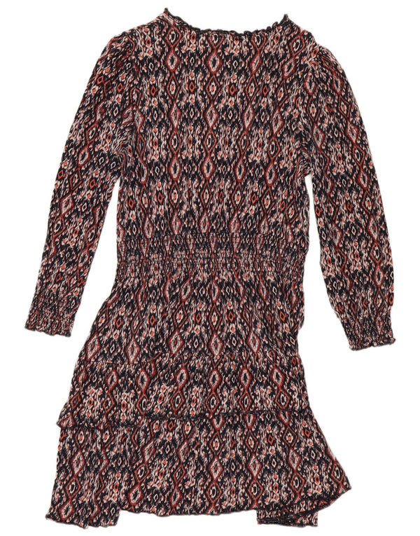 Fat Face Womens Empire Dress UK 14 Large Burgundy Ikat Cotton