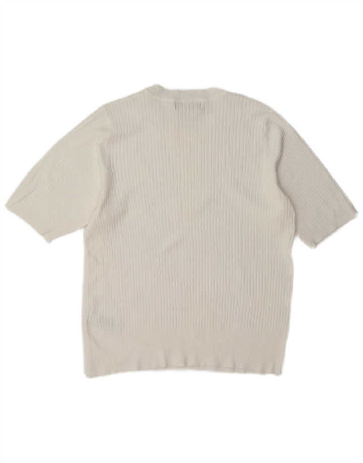 Blusa feminina de manga curta Marks & Spencer UK 14 viscose branca média