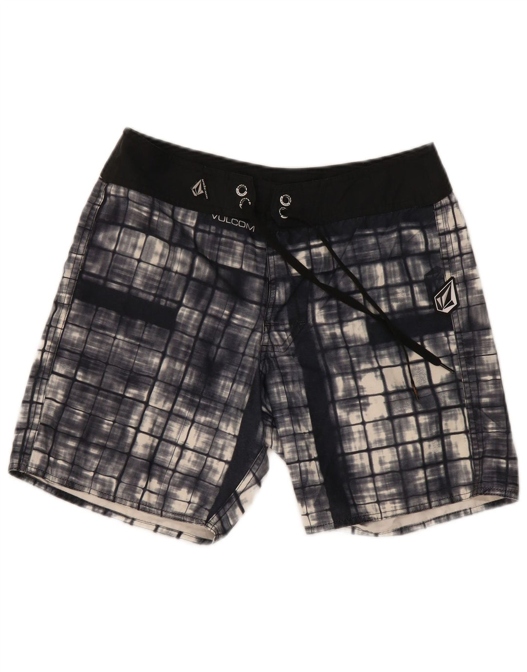 Shorts de natação masculino Volcom médio azul marinho poliéster xadrez