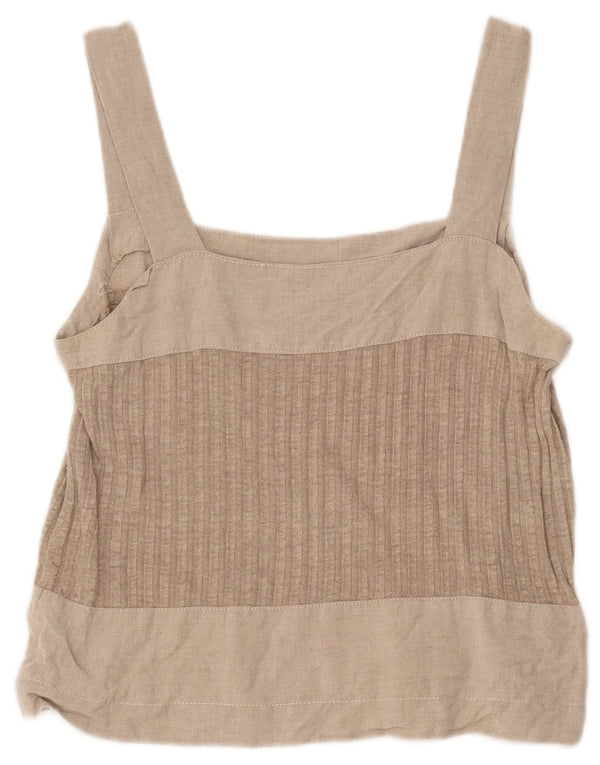 Top Cami feminino vintage UK 8 bloco colorido cinza pequeno