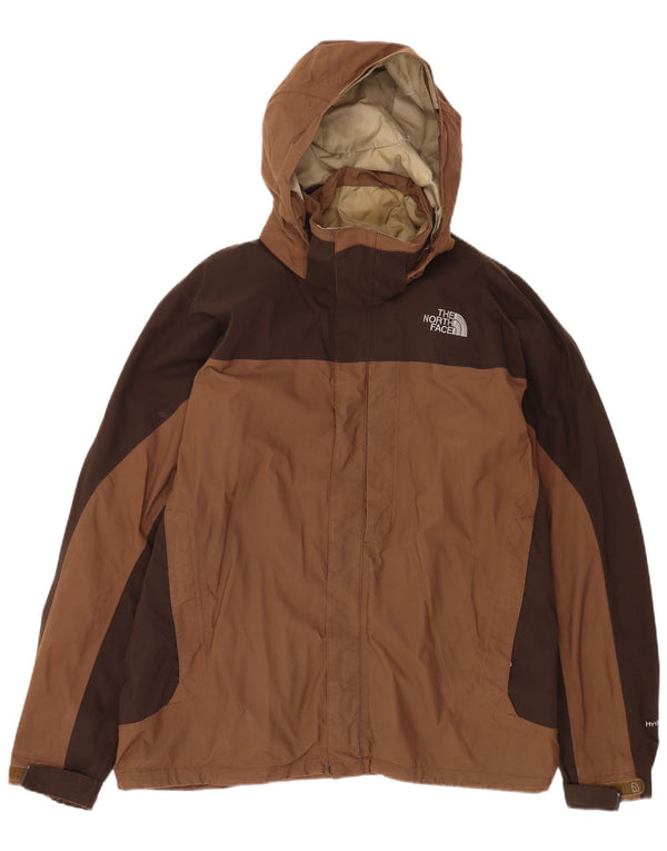 Jaqueta de chuva com capuz The North Face Mens Hyvent UK 40 grande bloco colorido marrom