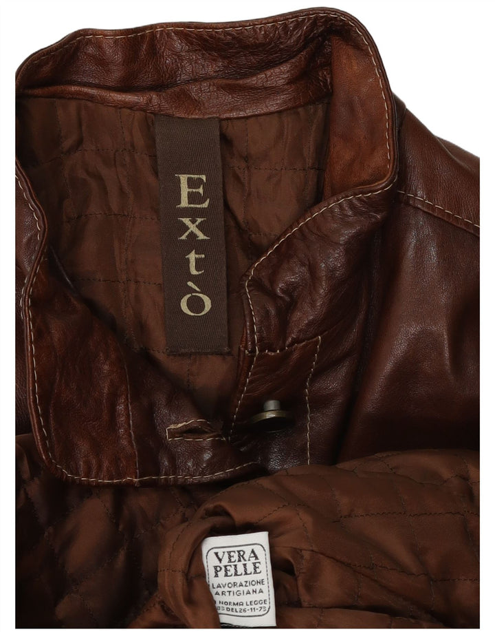 Jaqueta de couro feminina vintage Reino Unido 12 couro marrom médio