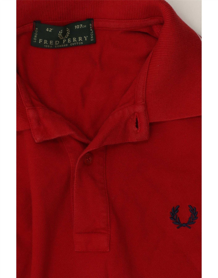 Camisa polo masculina Fred Perry de algodão listrado vermelho médio