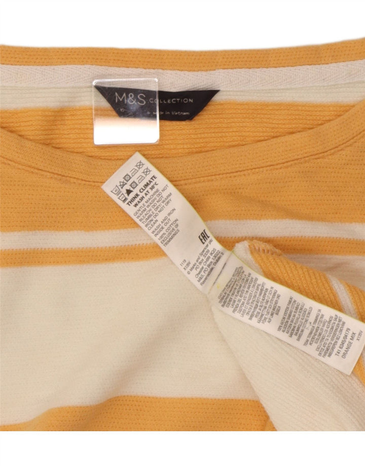 Camiseta feminina grande Marks & Spencer Reino Unido 16 grande listrada laranja
