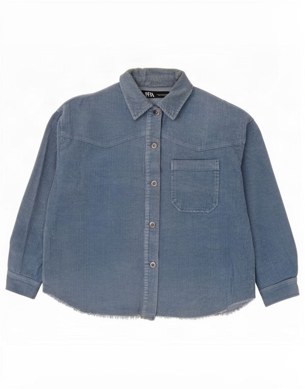 Camisa feminina de veludo cotelê Zara UK 6 XS azul algodão