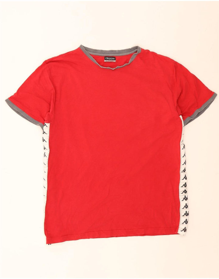Camiseta gráfica masculina Kappa Top grande bloco colorido vermelho