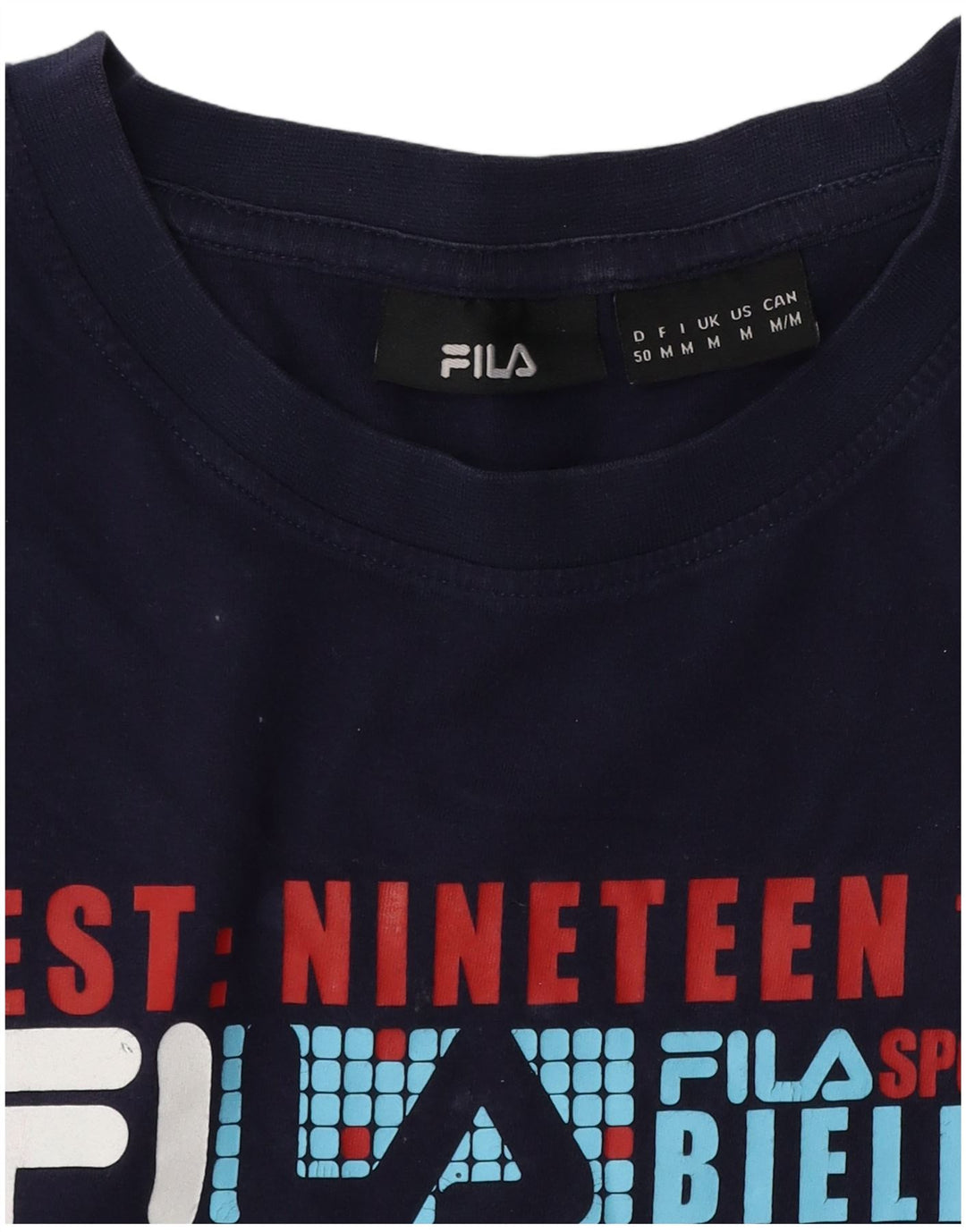 Fila Mens Graphic T-Shirt Top Médio Algodão Azul Marinho