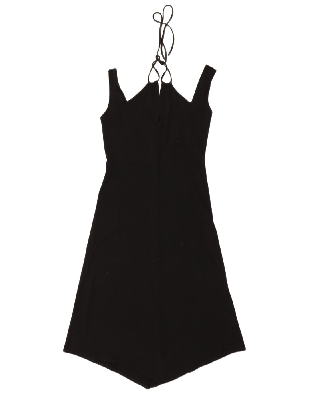 Vestido feminino sem mangas assimétrico UK 12 médio preto viscose