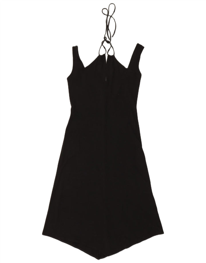 Vestido feminino sem mangas assimétrico UK 12 médio preto viscose