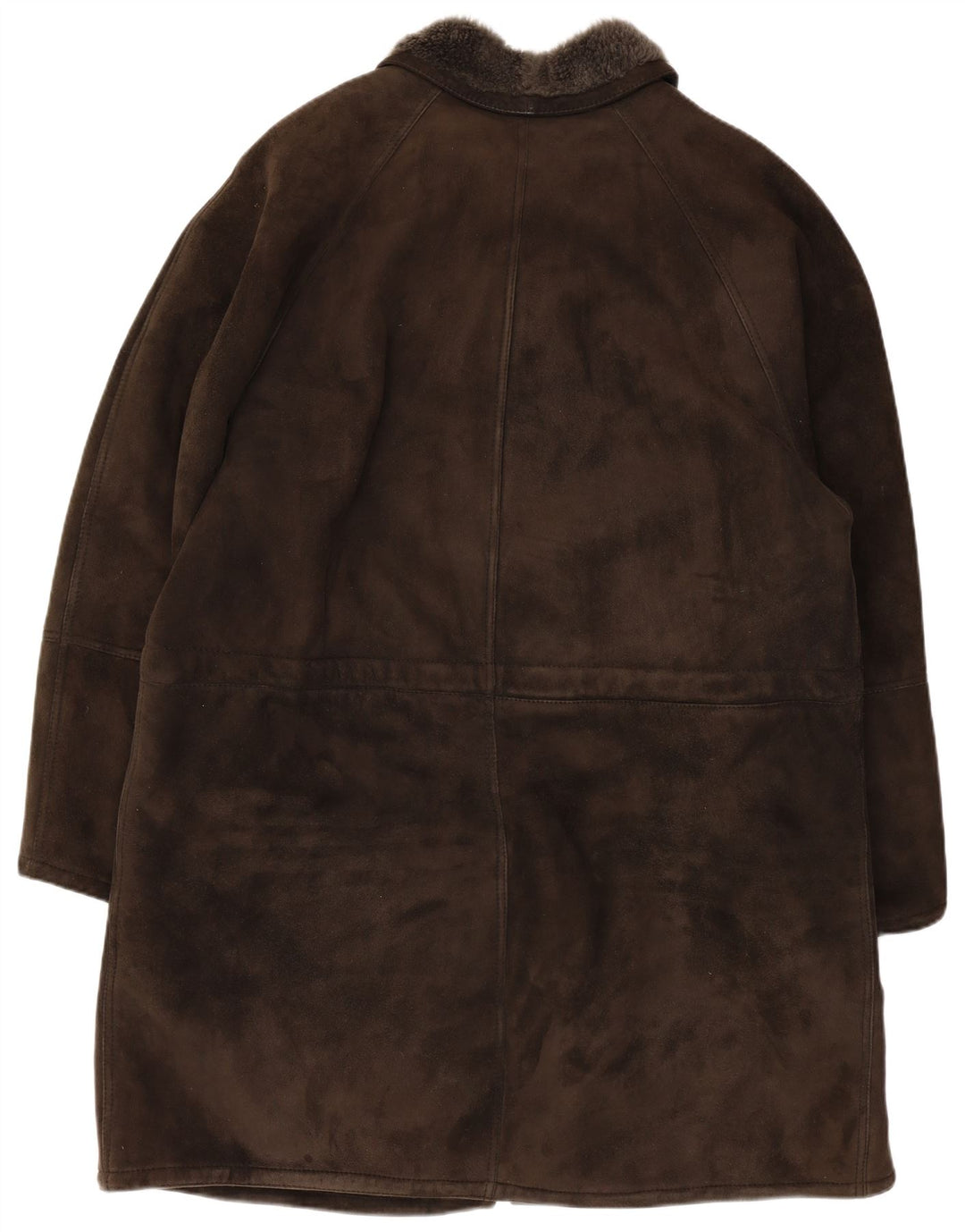 Sobretudo masculino vintage de shearling Reino Unido 40 couro marrom grande