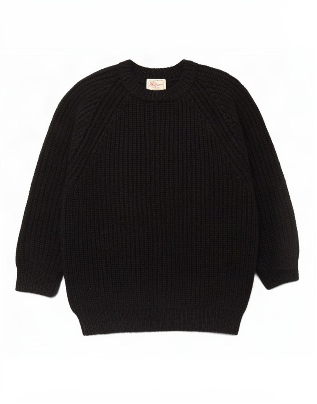The Sweater Shop Suéter masculino com gola canoa médio preto de lã nova