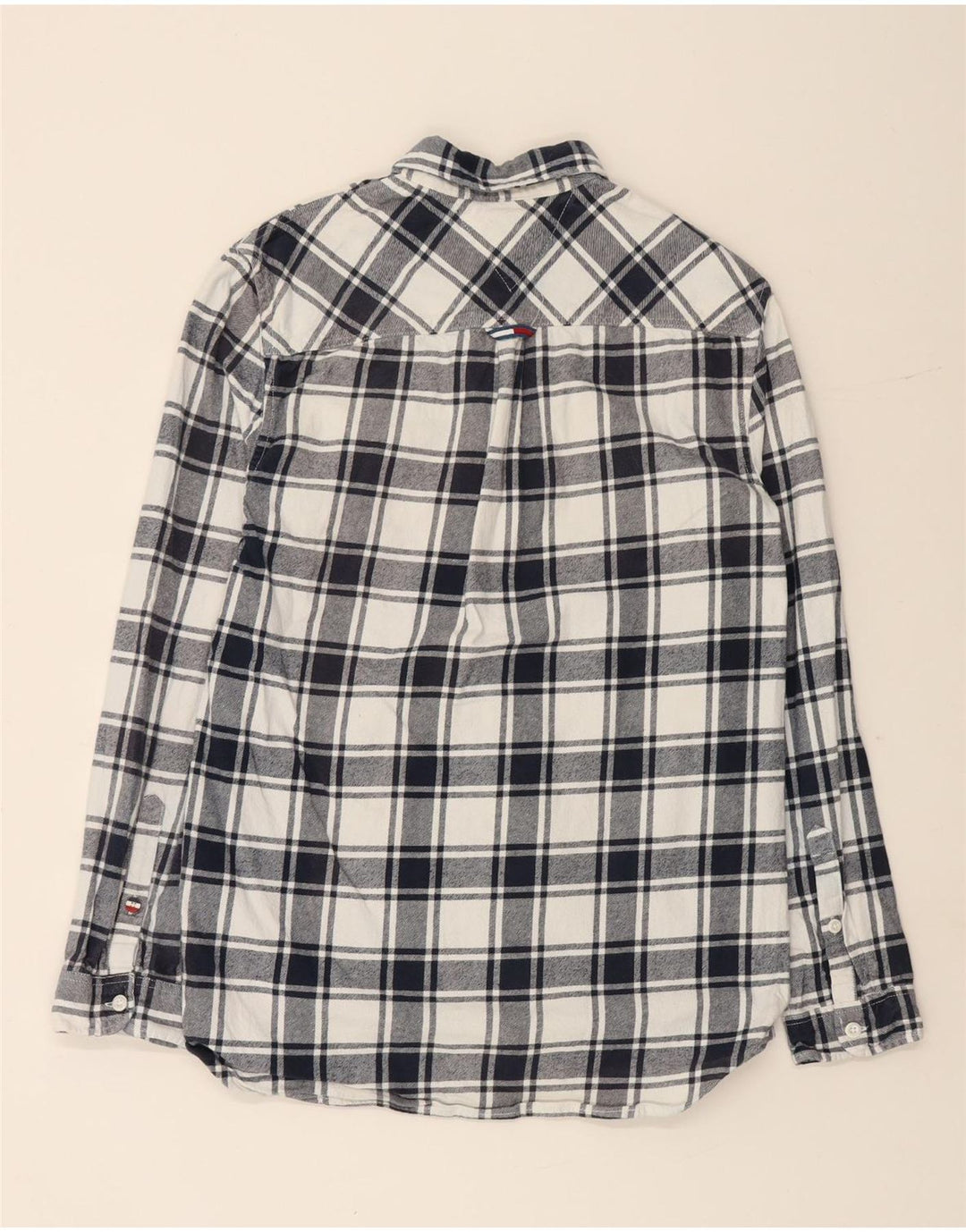 TOMMY HILFIGER Camisa masculina de flanela de ajuste regular pequena algodão xadrez azul marinho