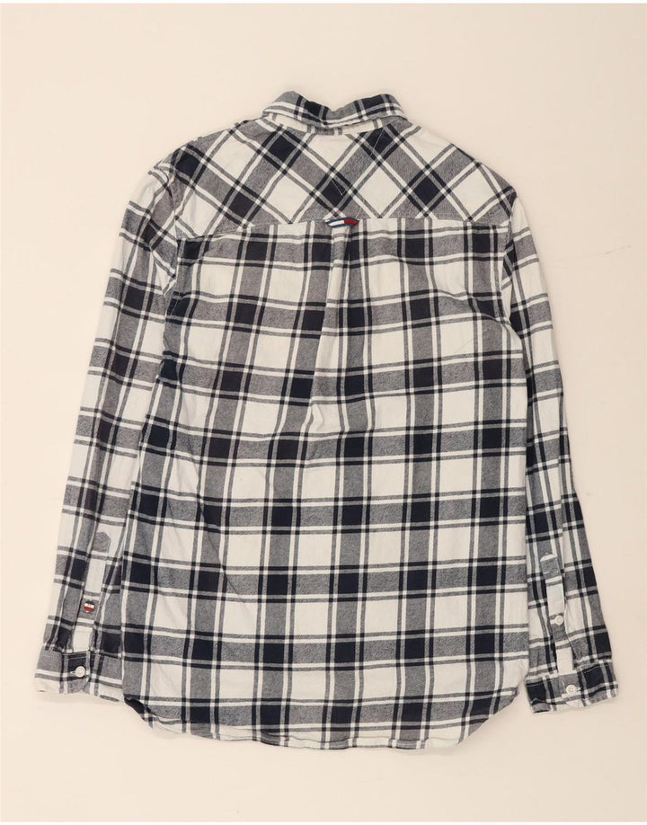 TOMMY HILFIGER Camisa masculina de flanela de ajuste regular pequena algodão xadrez azul marinho