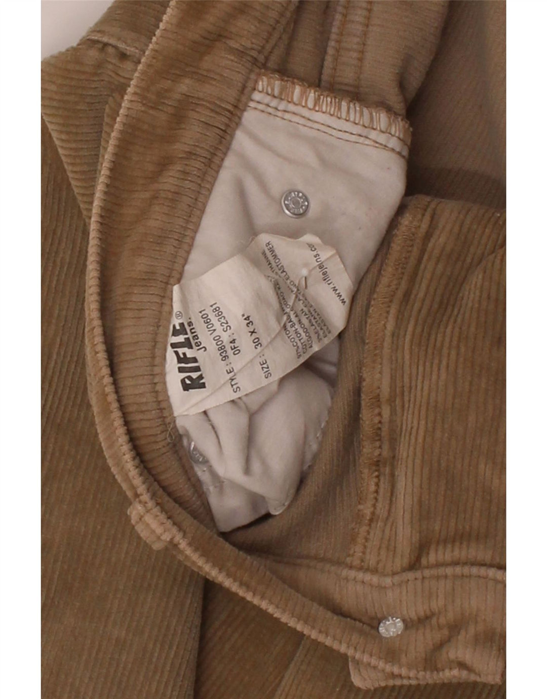 RIFLE Womens Straight Corduroy Trousers W30 L30 Beige Cotton Vintage Rifle and Second-Hand Rifle from Messina Hembry 