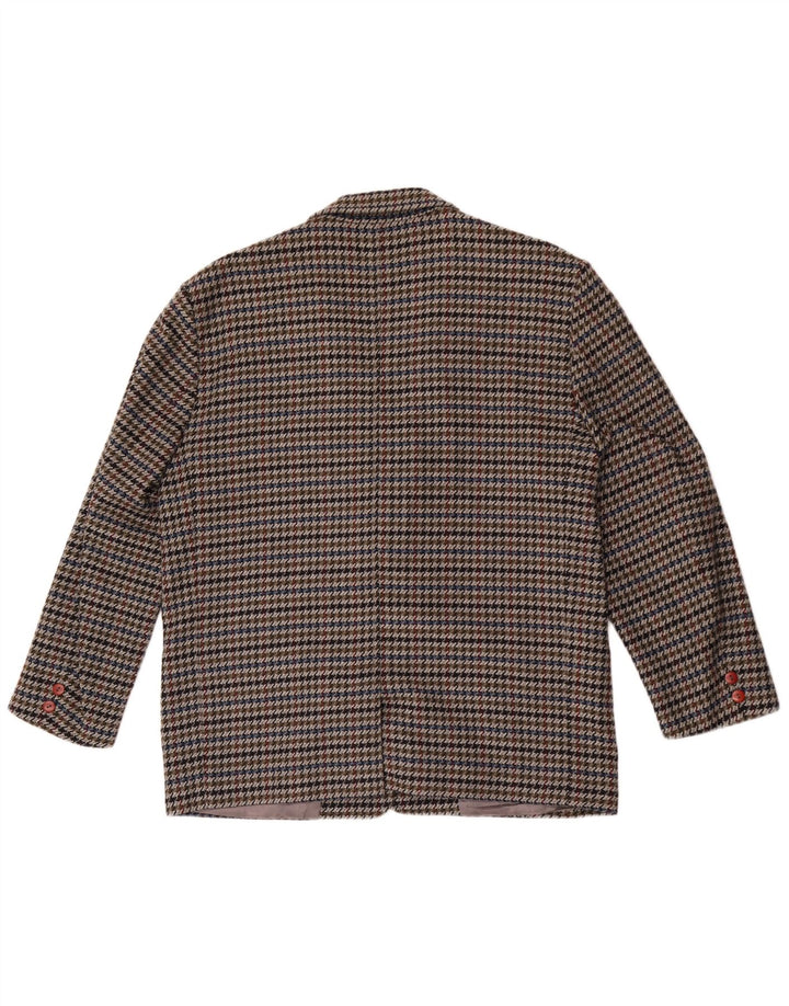 Jaqueta blazer feminina vintage com 2 botões IT 48 XL Houndstooth multicolorido
