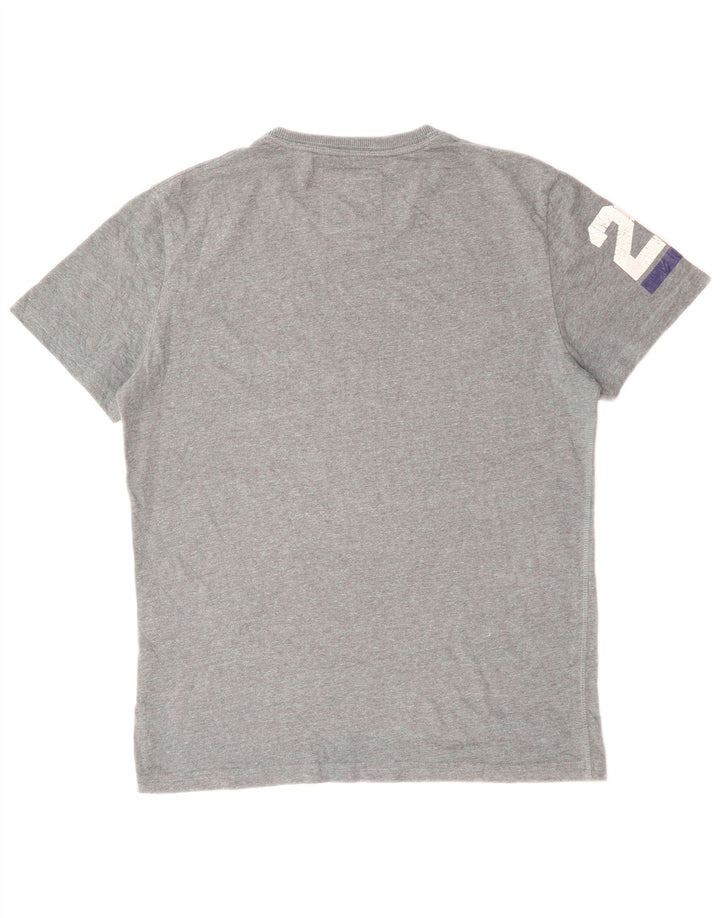 Camiseta gráfica masculina Superdry Top grande algodão cinza