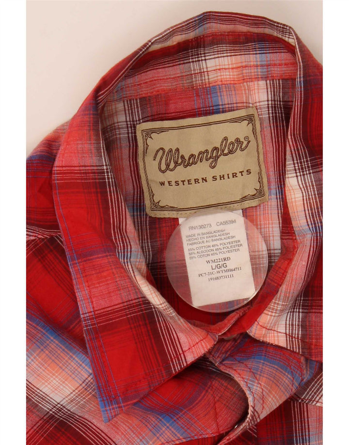 Wrangler Camisa masculina de manga curta grande algodão xadrez vermelho