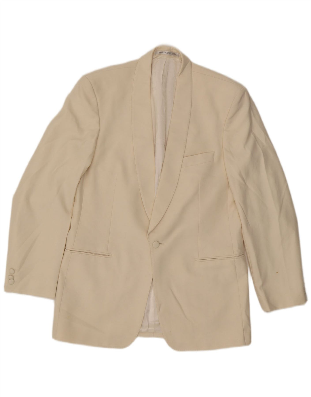 Jaqueta blazer masculina Marks & Spencer longa de 1 botão Reino Unido 40 médio off white