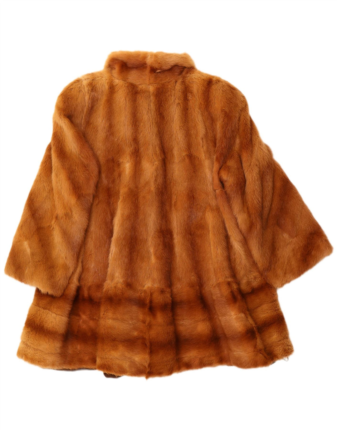 Casaco de pele vintage feminino solto Reino Unido 14 grande listrado marrom