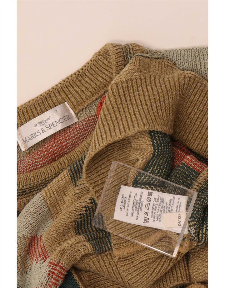 Suéter masculino Marks & Spencer com gola redonda XL multicolorido geométrico